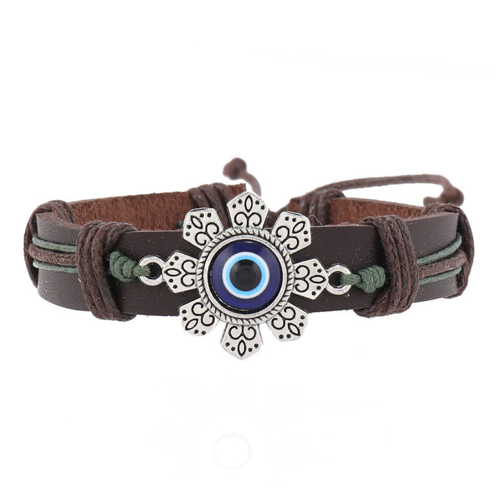 Olivenorma 6Pcs Evil Eye Turquoise Leather Wristband Bracelet Set - image 9