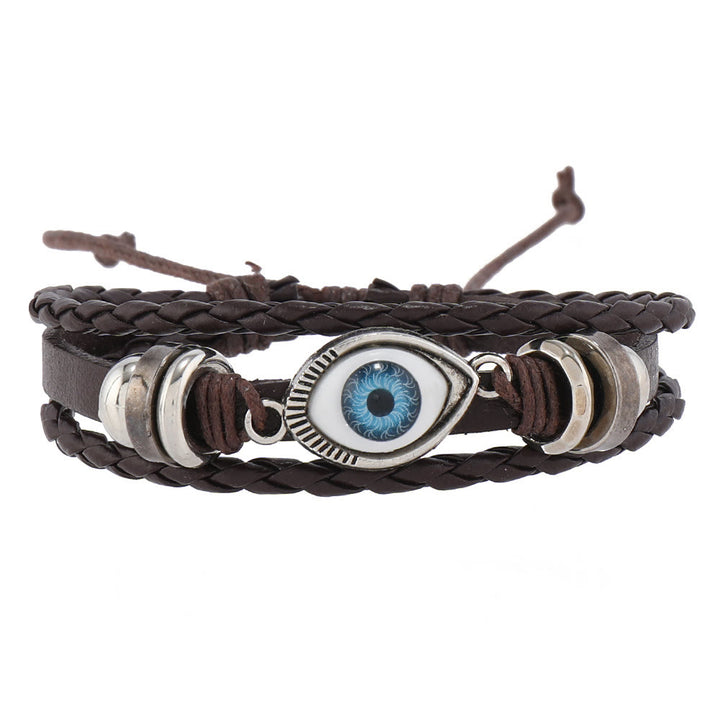 Olivenorma 6Pcs Evil Eye Turquoise Leather Wristband Bracelet Set - image 5