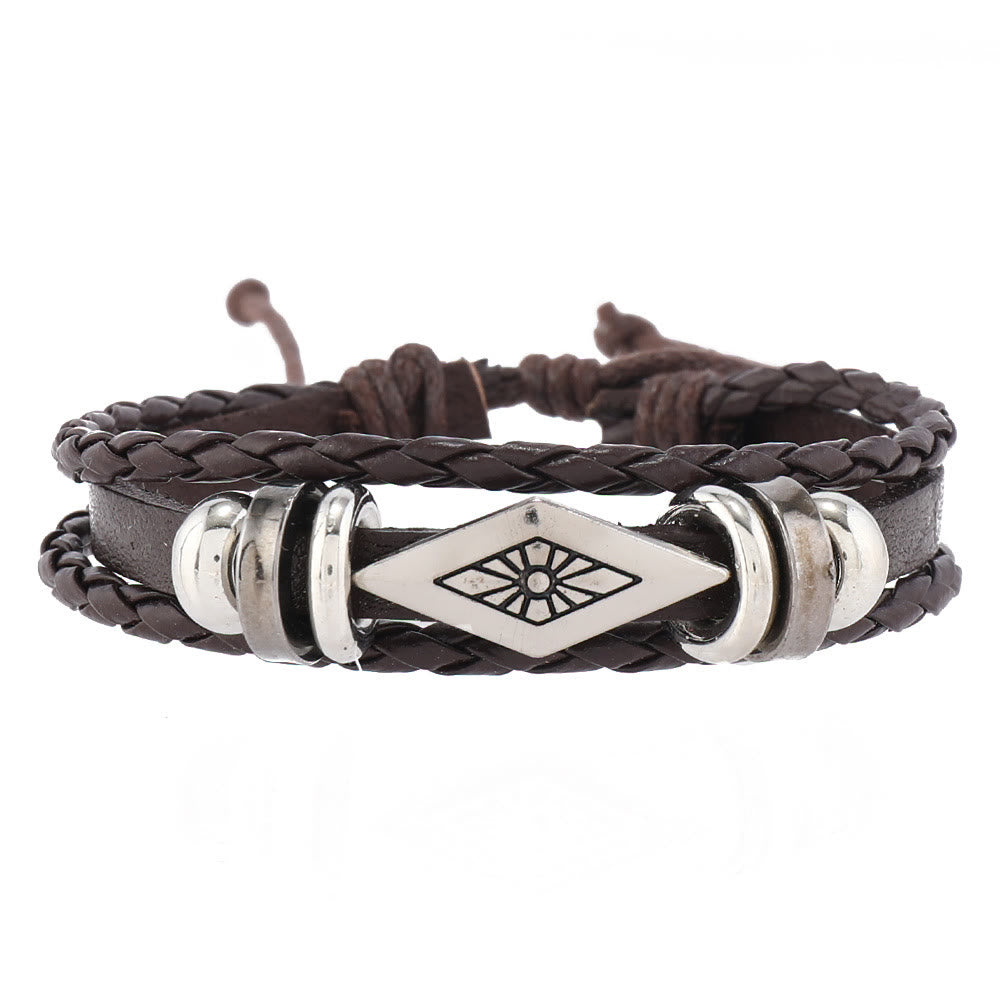 Olivenorma Feather Natural Stone Handmade Woven Leather Bracelet Set - image 5