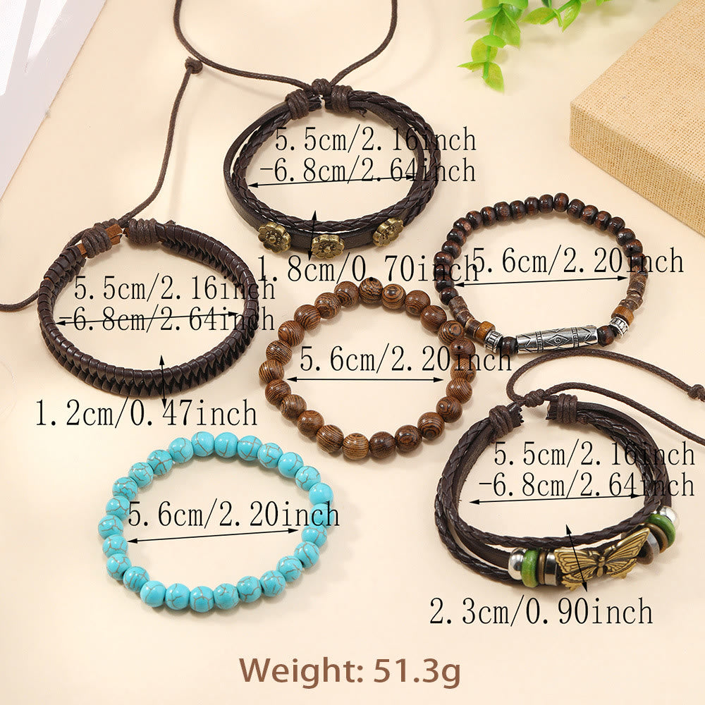 Olivenorma Butterfly Turquoise Handmade Woven Leather Bracelet Set - image 3