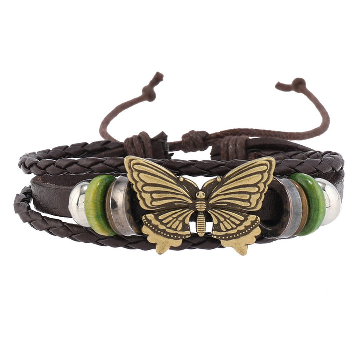 Olivenorma Butterfly Turquoise Handmade Woven Leather Bracelet Set - image 5