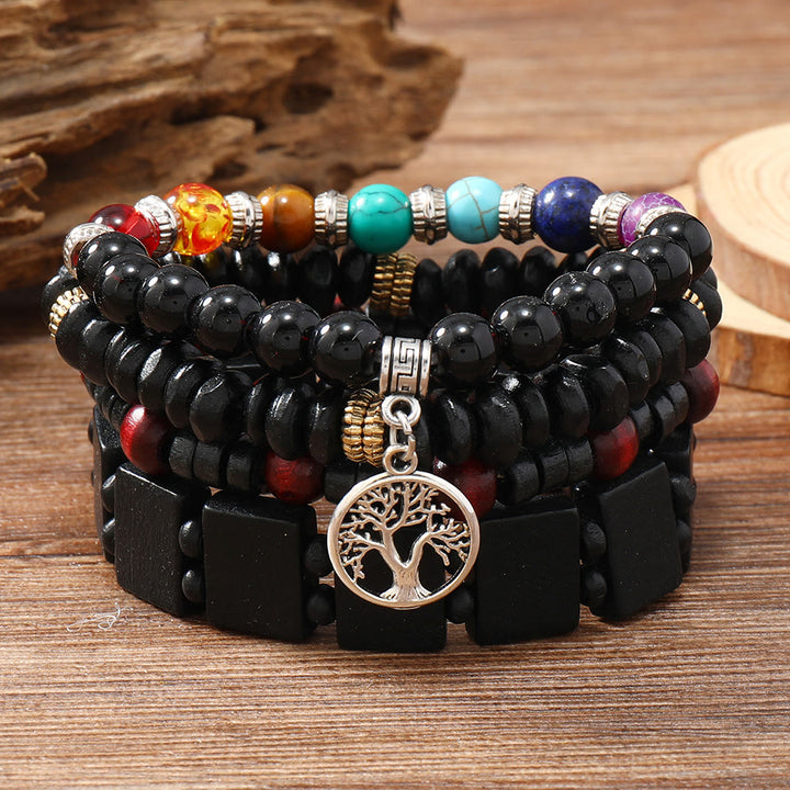 Olivenorma Tree of Peace 7 Chakra Gemstone 4Pcs Bracelets Set - Natural Stone - image 0