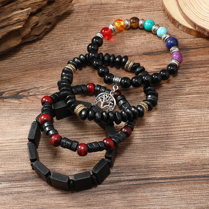 Olivenorma Tree of Peace 7 Chakra Gemstone 4Pcs Bracelets Set - image 2