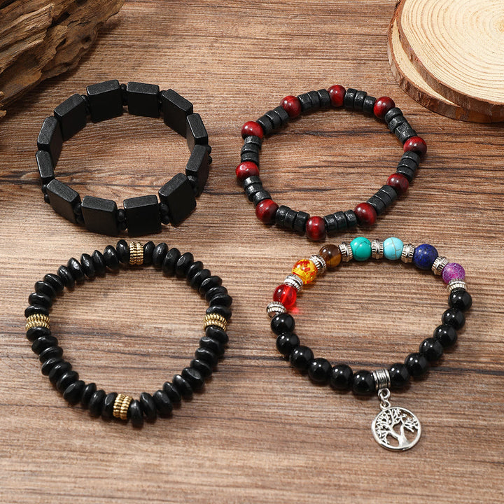 Olivenorma Tree of Peace 7 Chakra Gemstone 4Pcs Bracelets Set - image 3