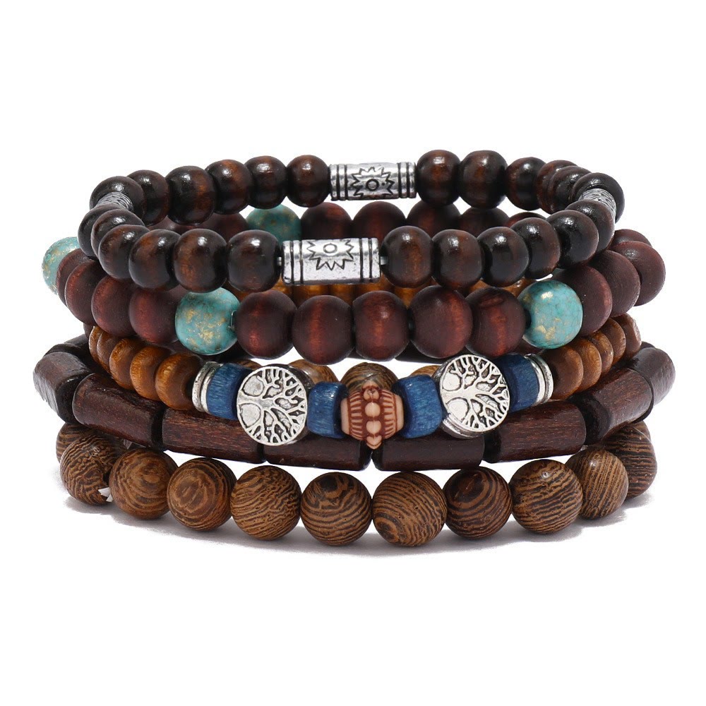 Olivenorma Tree of Peace Wooden Beads Turquoise Beaded Bracelet - image 5