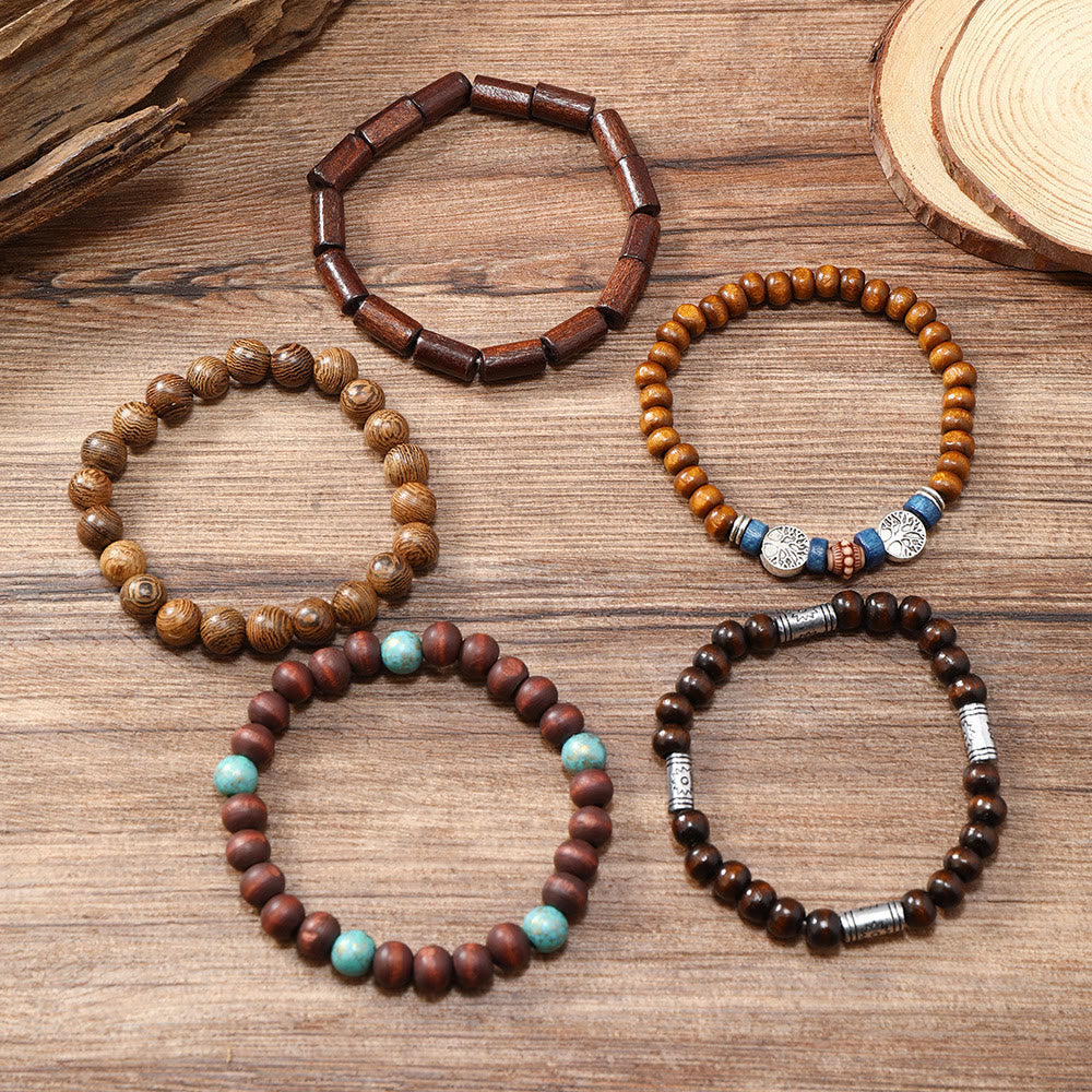 Olivenorma Tree of Peace Wooden Beads Turquoise Beaded Bracelet - image 3