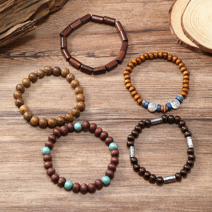 Olivenorma Tree of Peace Wooden Beads Turquoise Beaded Bracelet - image 3