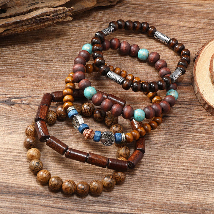 Olivenorma Tree of Peace Wooden Beads Turquoise Beaded Bracelet - image 2