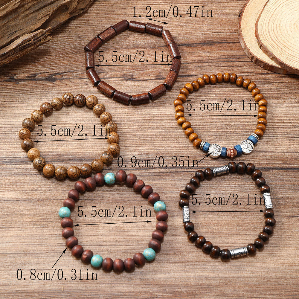 Olivenorma Tree of Peace Wooden Beads Turquoise Beaded Bracelet - image 4