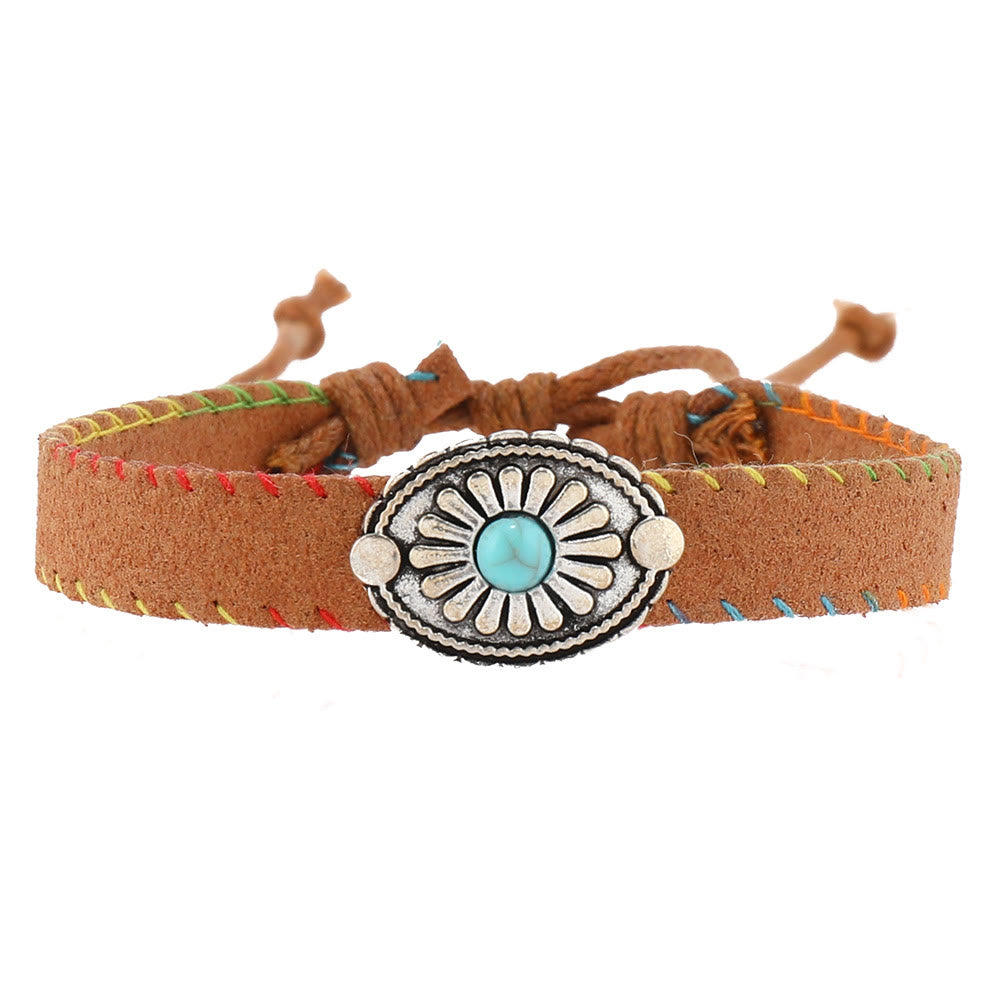 Olivenorma Multi-Layer Wooden Beads Turquoise Braided Bracelet - image 5