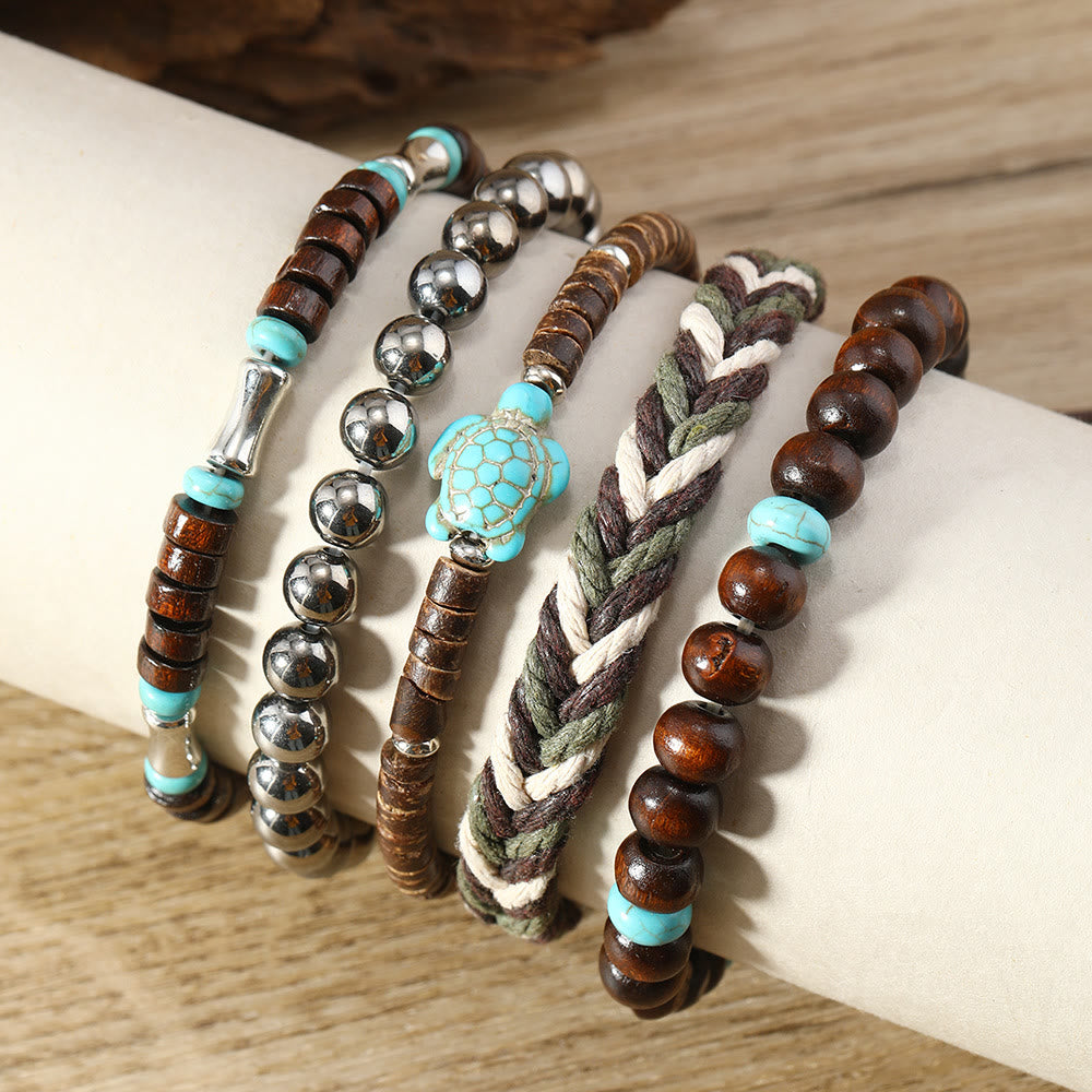Olivenorma Turtle Turquoise Coconut Shell Wax Thread Bracelets - image 1