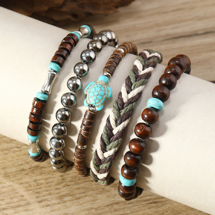 Olivenorma Turtle Turquoise Coconut Shell Wax Thread Bracelets - image 1