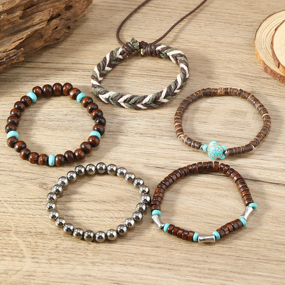 Olivenorma Turtle Turquoise Coconut Shell Wax Thread Bracelets - image 2