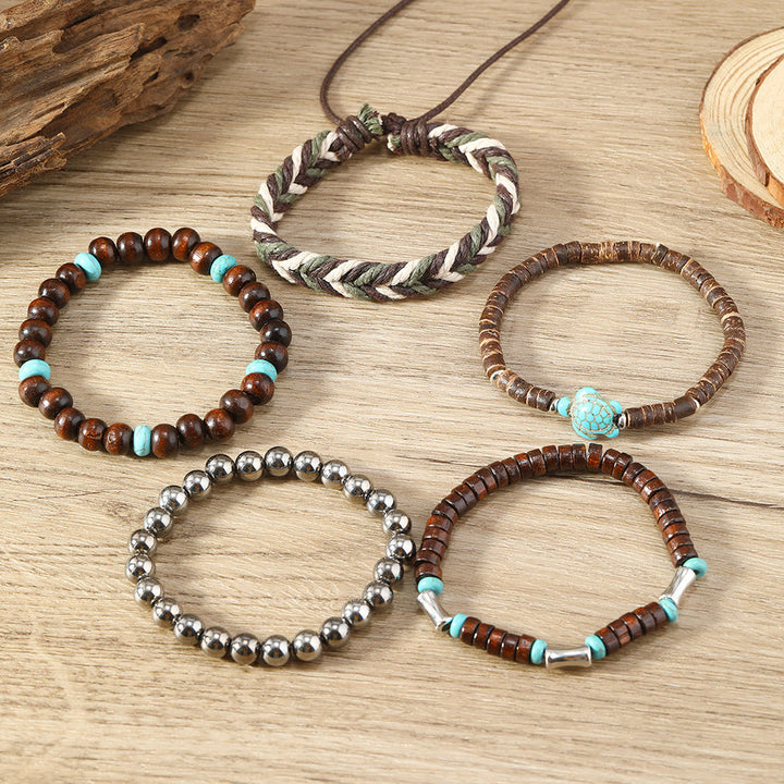 Olivenorma Turtle Turquoise Coconut Shell Wax Thread Bracelets - image 2