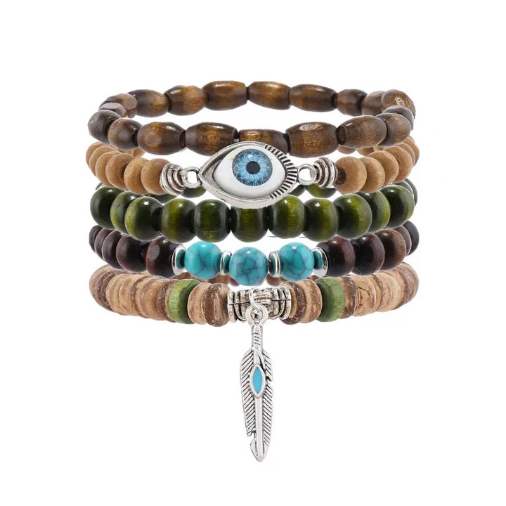 Olivenorma 5Pcs Evil Eye Turquoise Protection Beaded Bracelet Set - image 4