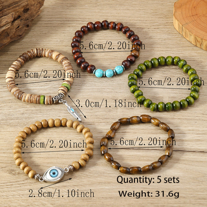 Olivenorma 5Pcs Evil Eye Turquoise Protection Beaded Bracelet Set - image 3