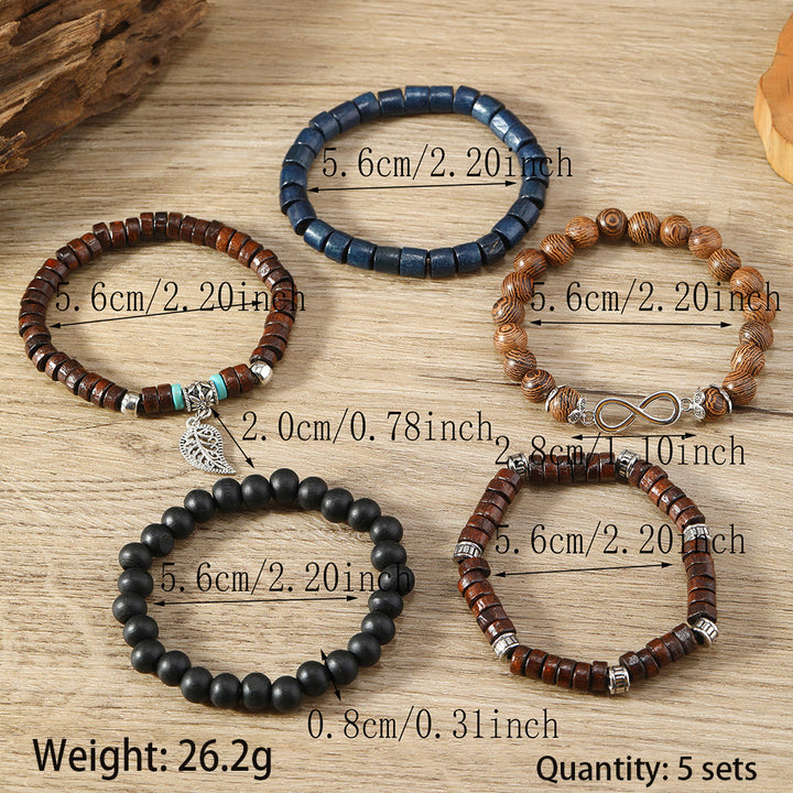 Olivenorma Bohemian Feather Charms Wooden Beads Stackable Bracelets - image 3