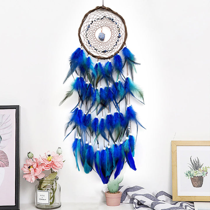 Olivenorma Wall Decoration Natural Rattan Gemstone Dream Catcher - Sodalite - Mansen Style - image 10