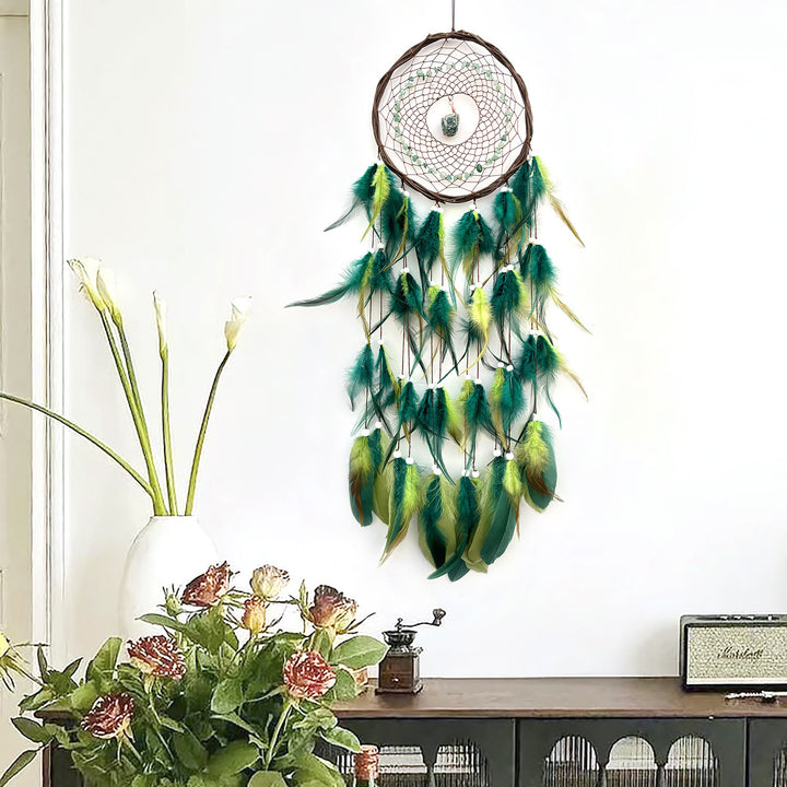 Olivenorma Wall Decoration Natural Rattan Gemstone Dream Catcher - Green Aventurine - Mansen Style - image 7