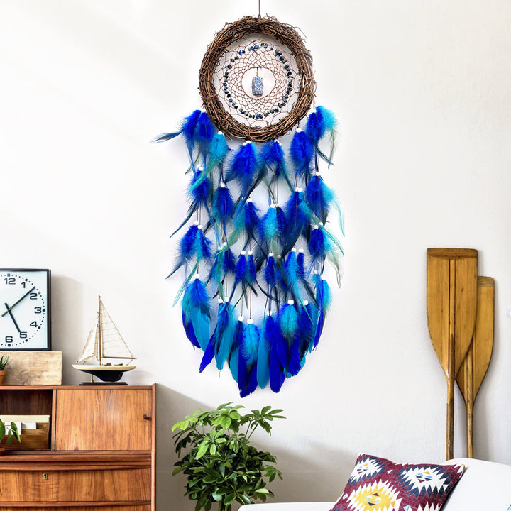 Olivenorma Wall Decoration Natural Rattan Gemstone Dream Catcher - Sodalite - Vine Style - image 9