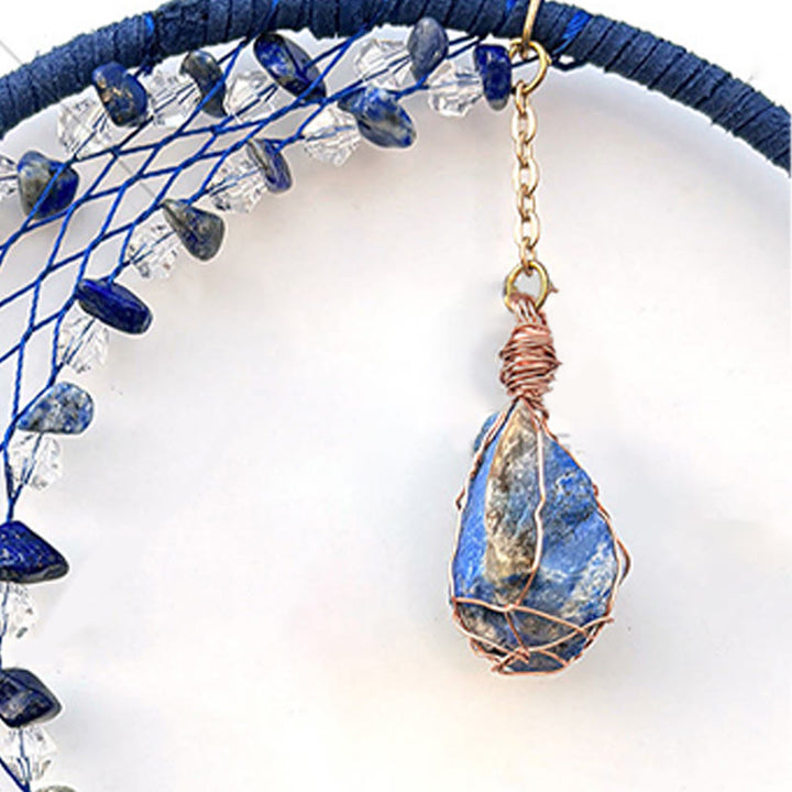 Olivenorma Crescent Raw Gemstone Feather Indian Dream Catcher - image 2