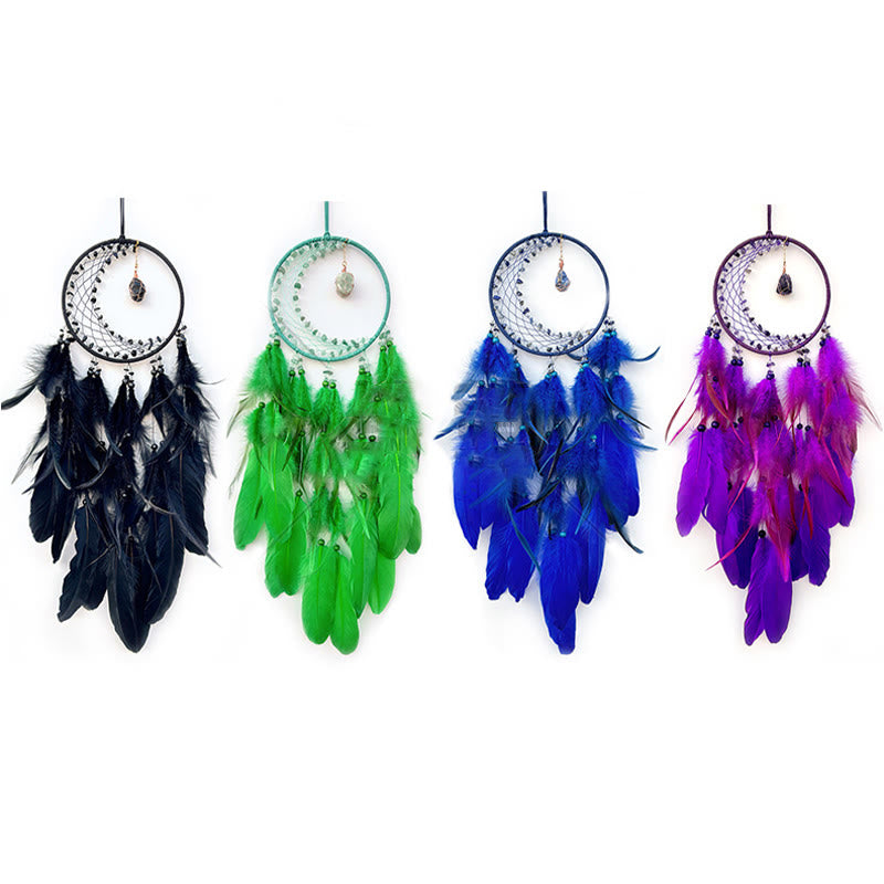 Olivenorma Crescent Raw Gemstone Feather Indian Dream Catcher - image 14