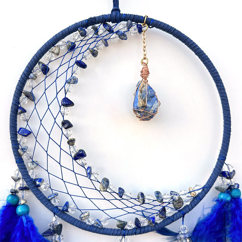 Olivenorma Crescent Raw Gemstone Feather Indian Dream Catcher - image 1