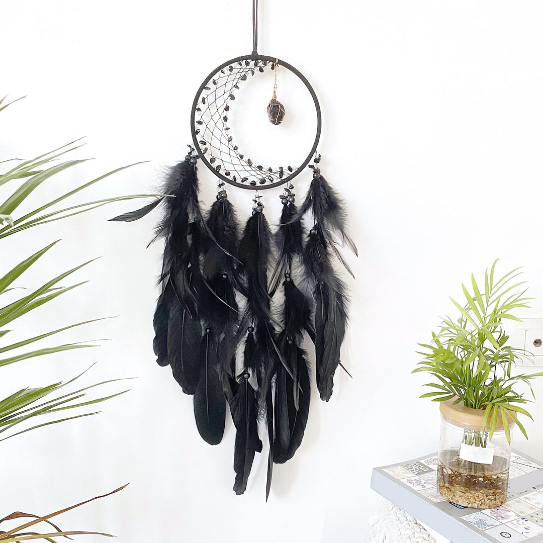 Olivenorma Crescent Raw Gemstone Feather Indian Dream Catcher - Smoky Quartz - image 10
