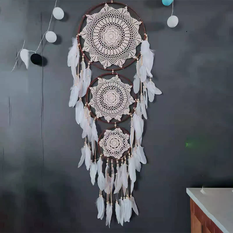 Olivenorma Bohemian Handmade Woven Wall Hanging with Multiple Patterns and Colorful Feathers Dreamcatcher - image 25