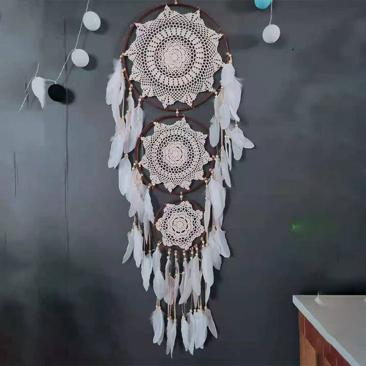 Olivenorma Bohemian Handmade Woven Wall Hanging with Multiple Patterns and Colorful Feathers Dreamcatcher - image 25