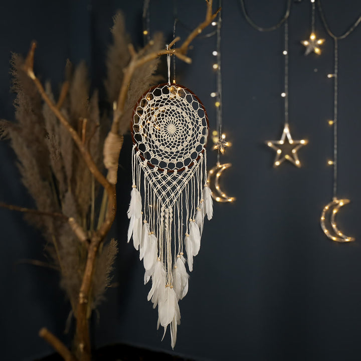 Olivenorma Bohemian Handmade Woven Wall Hanging with Multiple Patterns and Colorful Feathers Dreamcatcher - Style 03 - image 3