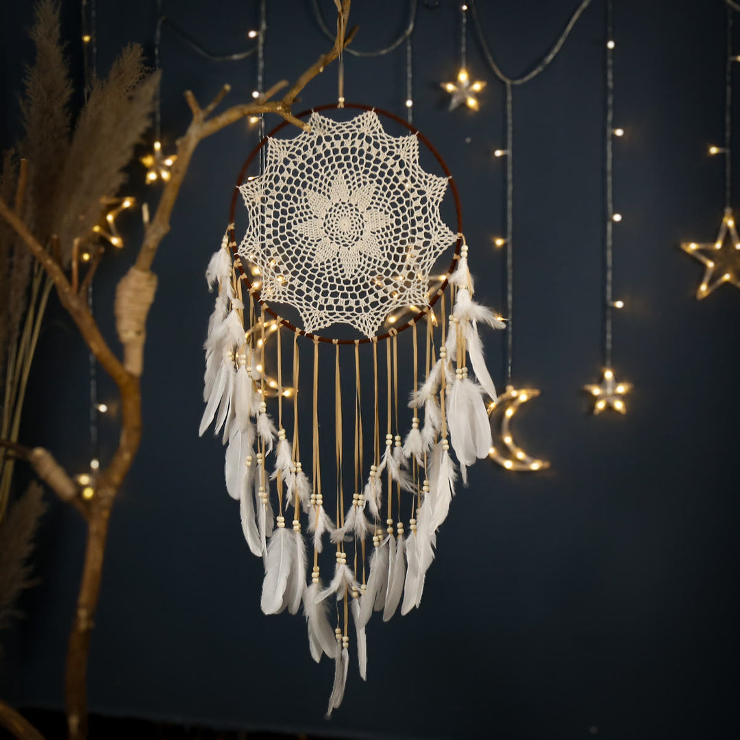 Olivenorma Bohemian Handmade Woven Wall Hanging with Multiple Patterns and Colorful Feathers Dreamcatcher - Style 13 - image 13