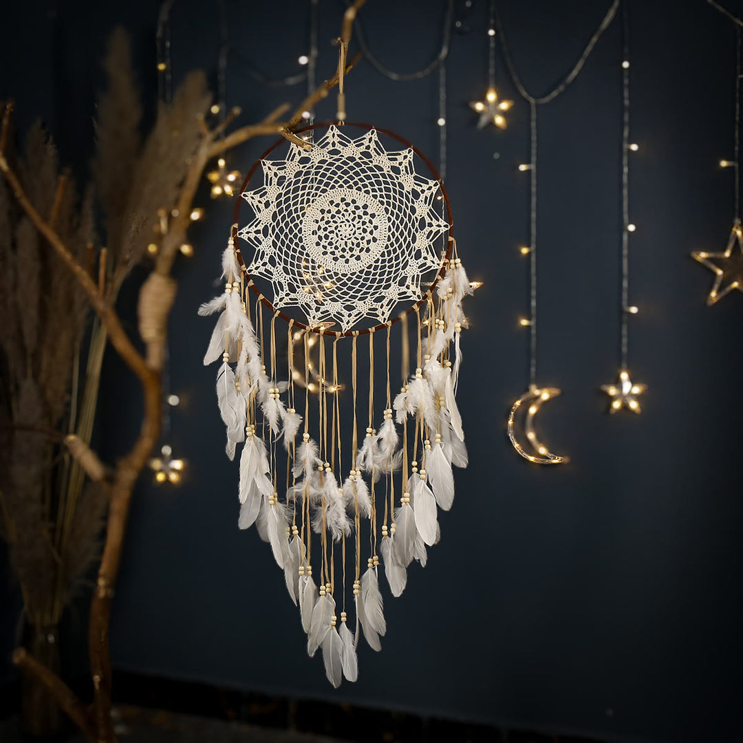 Olivenorma Bohemian Handmade Woven Wall Hanging with Multiple Patterns and Colorful Feathers Dreamcatcher - Style 14 - image 14