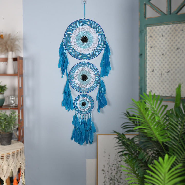 Olivenorma Bohemian Handmade Woven Wall Hanging with Multiple Patterns and Colorful Feathers Dreamcatcher - Style 32 - Triple Catchers - image 32