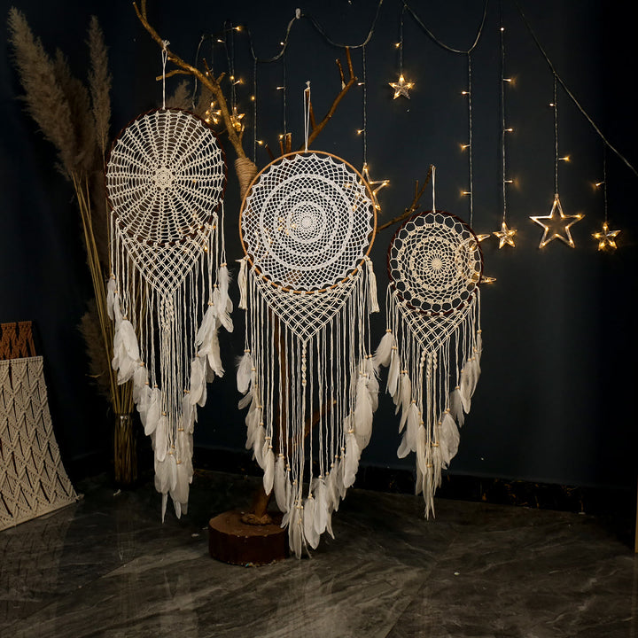 Olivenorma Bohemian Handmade Woven Wall Hanging with Multiple Patterns and Colorful Feathers Dreamcatcher - image 0