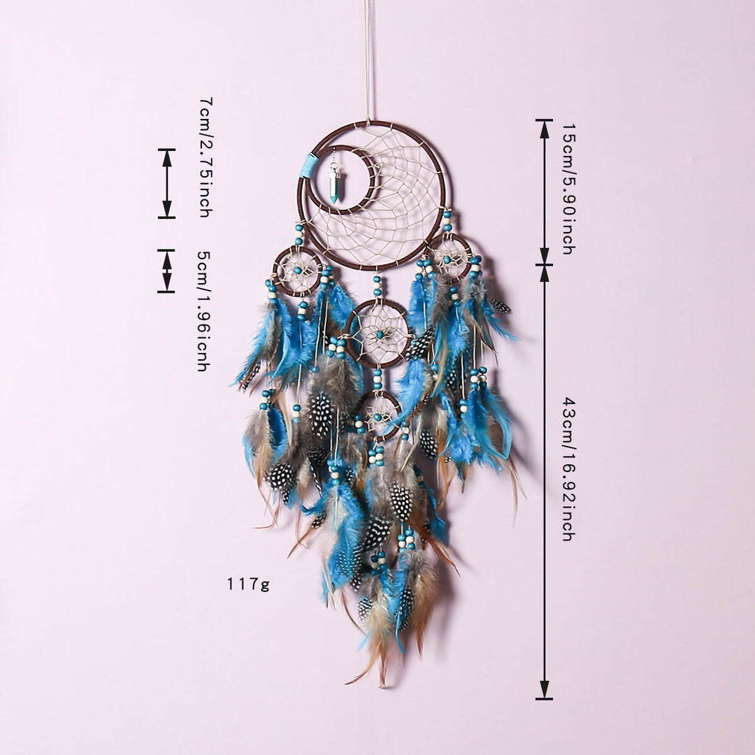 Olivenorma Boho Moon Dreamcatcher 5 Rings Turquoise Dream Catcher - image 3