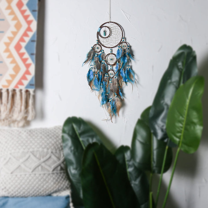 Olivenorma Boho Moon Dreamcatcher 5 Rings Turquoise Dream Catcher - image 2