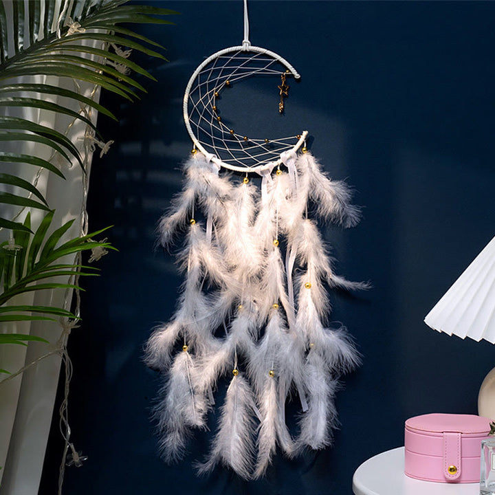 Olivenorma Crescent Moon & Star Lights Dream Catcher - White - Origin - image 6