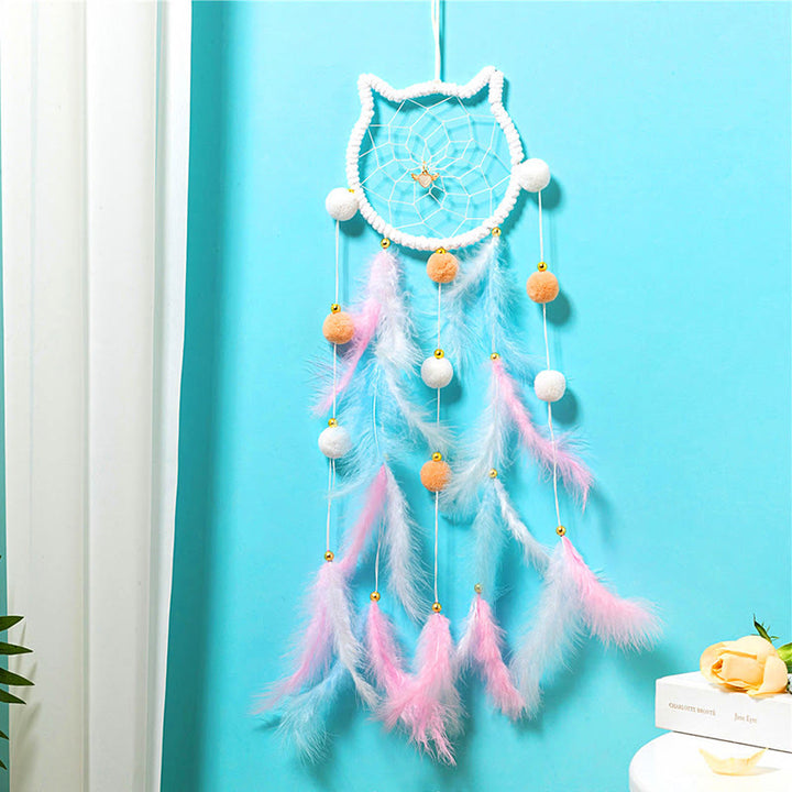 Olivenorma Cute Cats Shaped Wind Chime Dream Catcher - White - Origin - image 2
