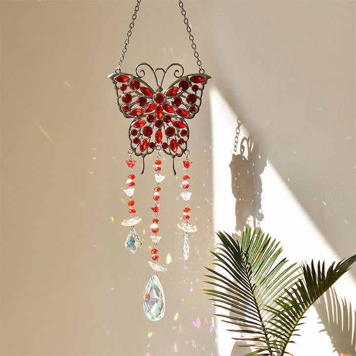 Olivenorma Butterfly Crystal Suncatcher Gemstone Wind Chime - Ruby Quartz - image 5