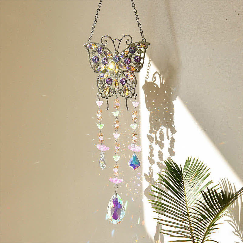 Olivenorma Butterfly Crystal Suncatcher Gemstone Wind Chime - Moonstone - image 1
