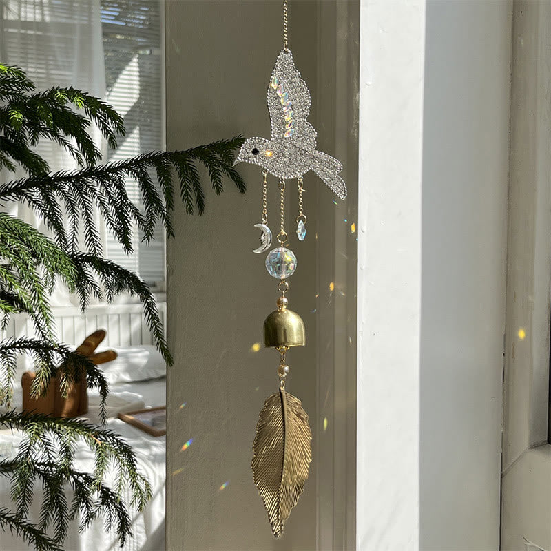 Olivenorma Hummingbird Crystal Prism Suncatcher Wind Chime - Leaf Style - image 6