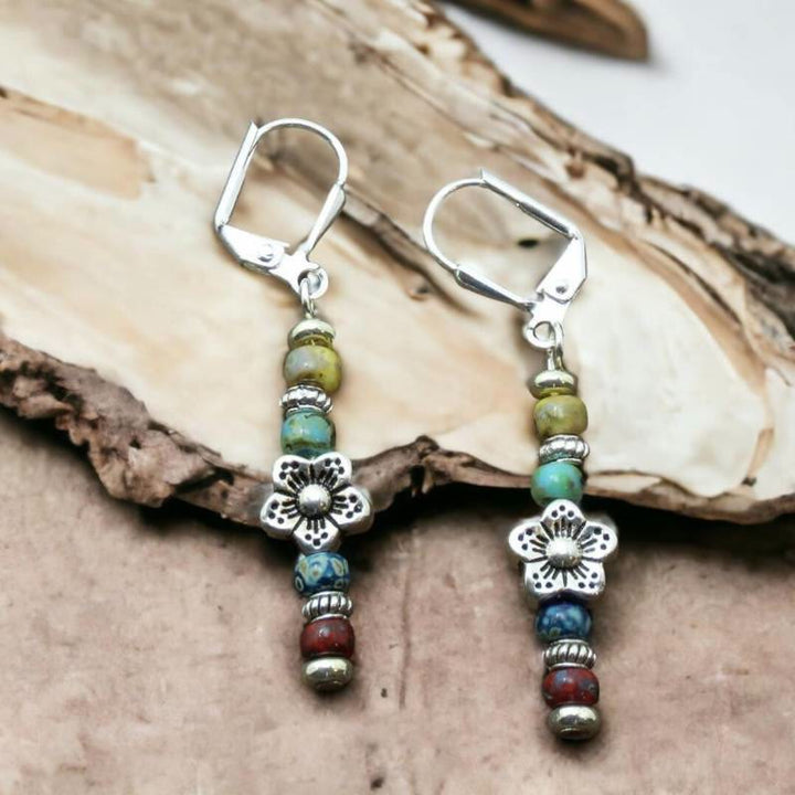 Olivenorma Boho Multi-Color Beaded Dangle Earrings - Natural Stone - image 0