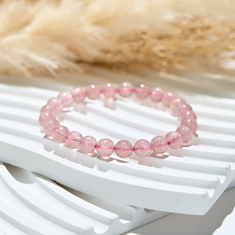 Olivenorma 6-10mm Natural Strawberry Quartz Beads Bracelet - image 3