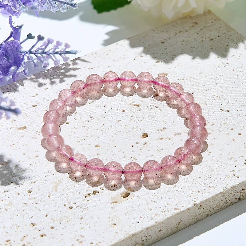 Olivenorma 6-10mm Natural Strawberry Quartz Beads Bracelet - 10mm - image 0