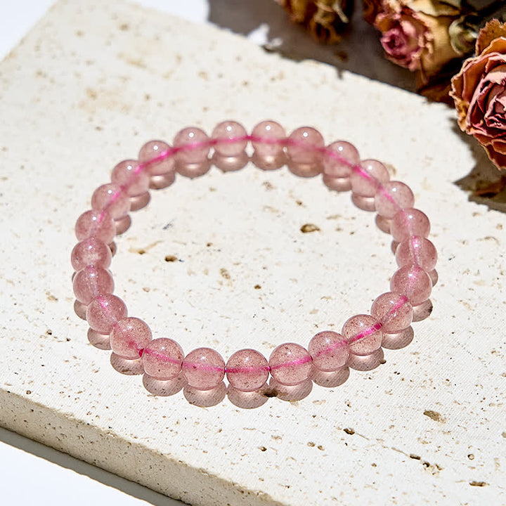 Olivenorma 6-10mm Natural Strawberry Quartz Beads Bracelet - image 2