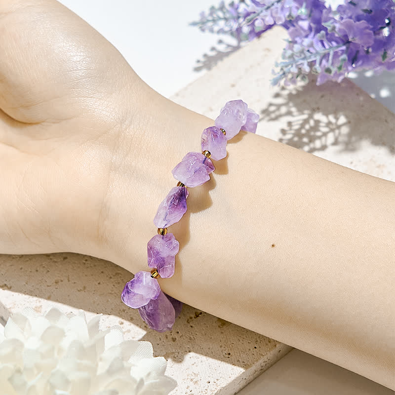 Olivenorma Natural Irregular Amethyst Beads Bracelet - image 1