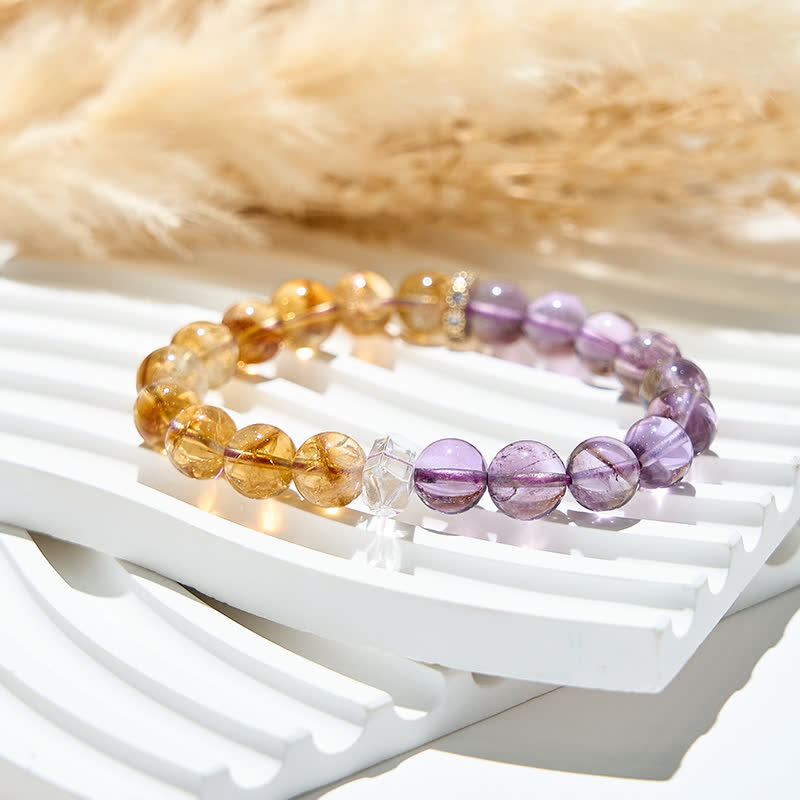 Olivenorma 9mm Natural Amethyst Citrine Beads Bracelet - image 3
