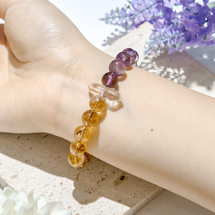 Olivenorma 9mm Natural Amethyst Citrine Beads Bracelet - image 1