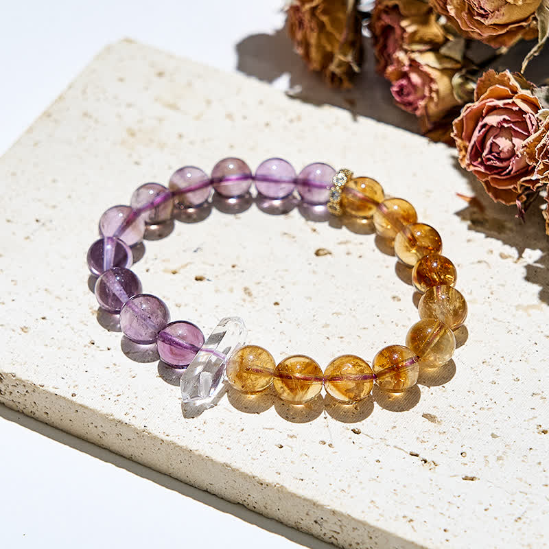Olivenorma 9mm Natural Amethyst Citrine Beads Bracelet - image 2